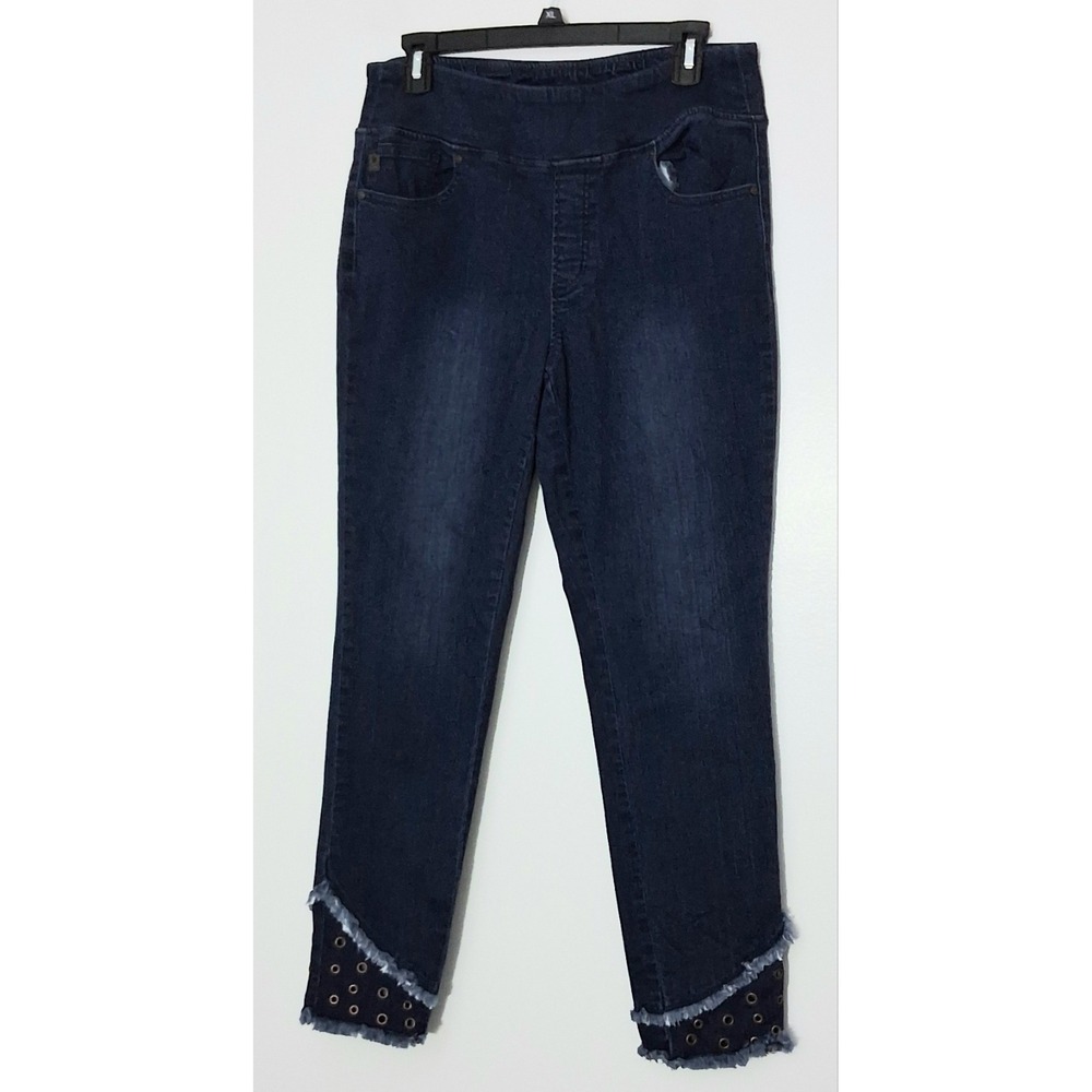 Belle by Kim Gravel Jeggings Women's Size 12 TripleLuxe Denim Grommet Pre-owned
